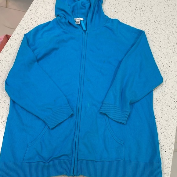 Lilly Pulitzer vintage blue Zip Up Hoodie size large - Picture 1 of 3